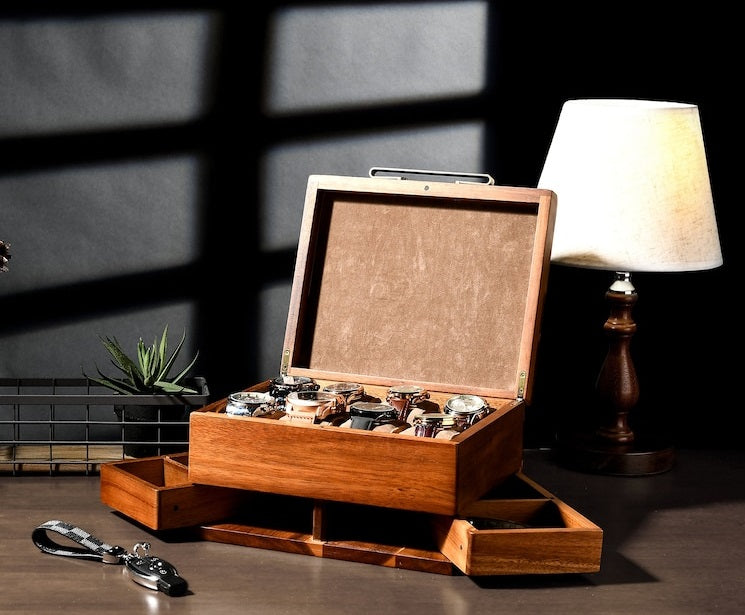 Luxury Wooden Watch Box Side Drawer ( 8slot+2 draz)