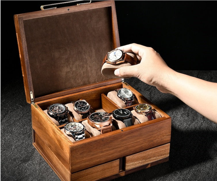Luxury Wooden Watch Box Side Drawer ( 8slot+2 draz)